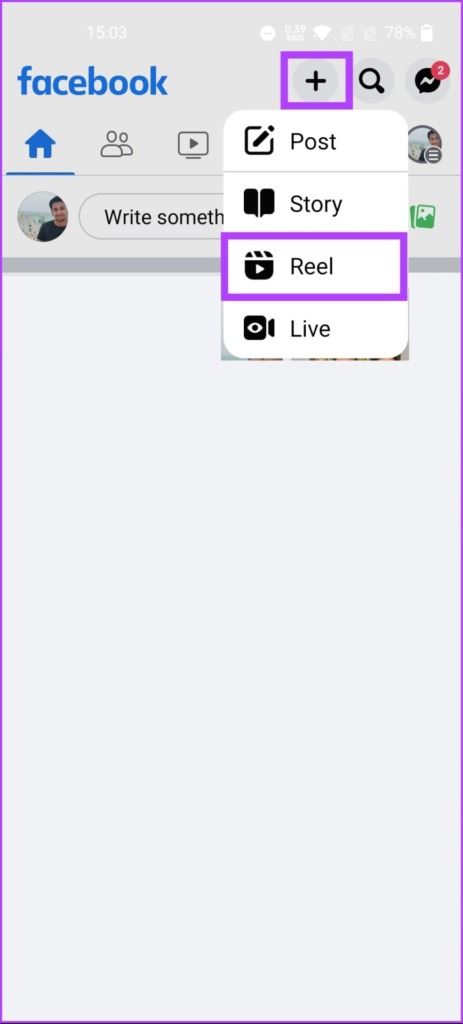 tap the + (plus) button and choose Reel
