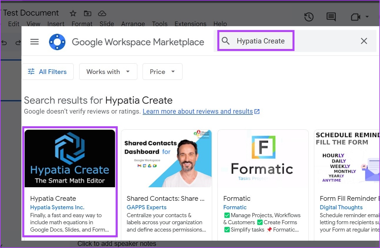 Search & click on the Hypatia Create add-on