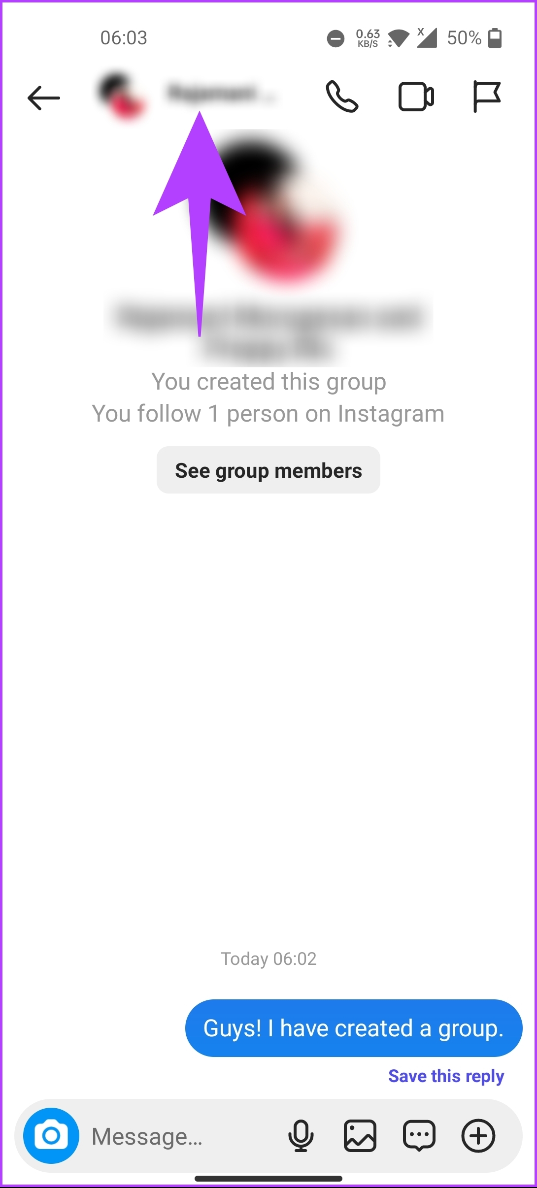 tap on the group name at the top
