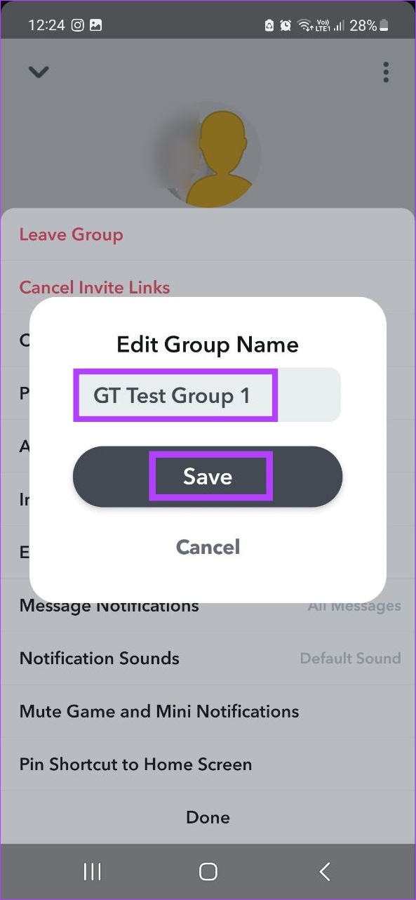 Rename the group and tap on Save