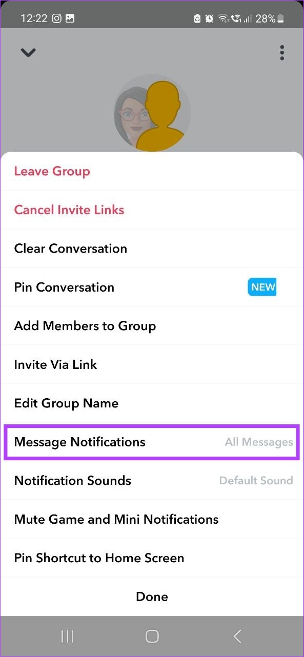 Tap on Message Notifications
