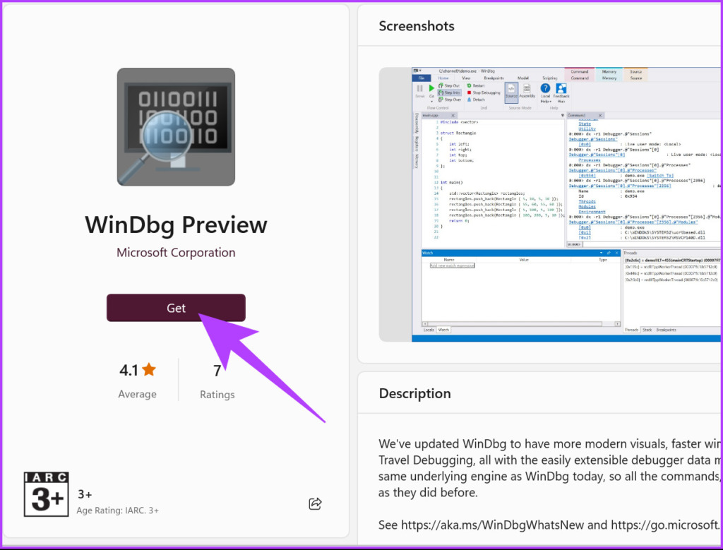 install WinDbg Preview