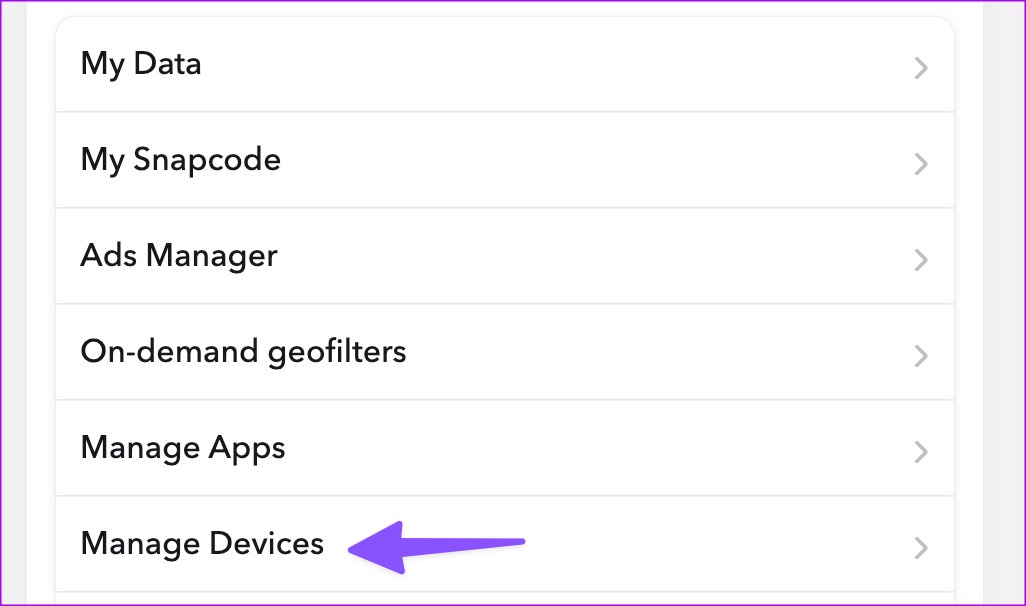 Manage saved devices on Snapchat
