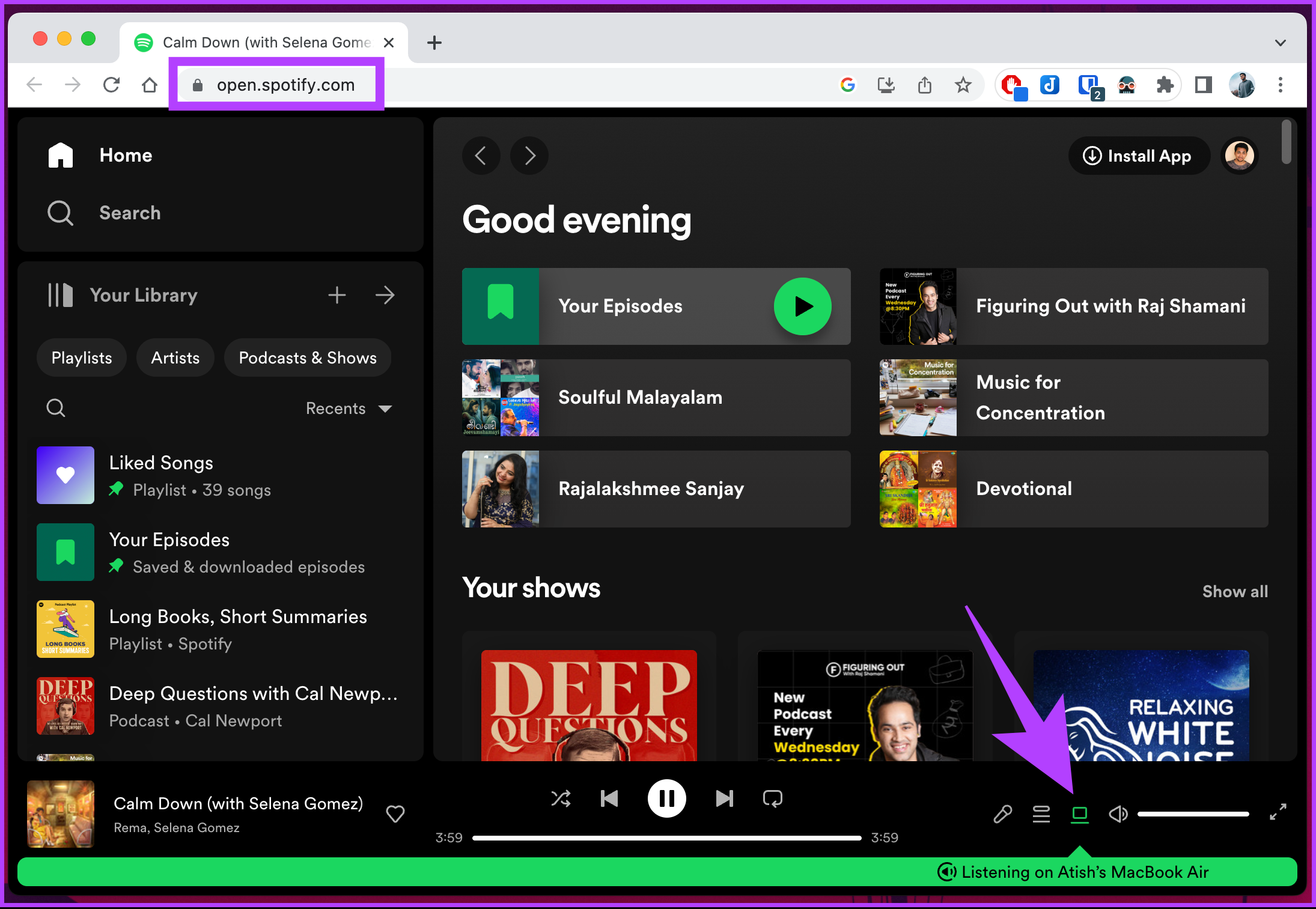 Open the Spotify desktop app or web player