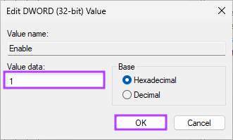 change the number from 1 to 0 in the Value Data field