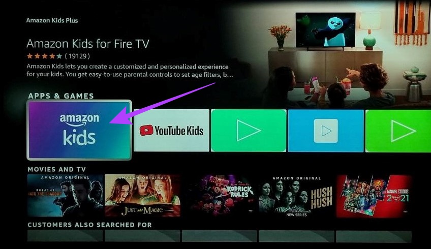 Select the Amazon Kids for Fire TV app