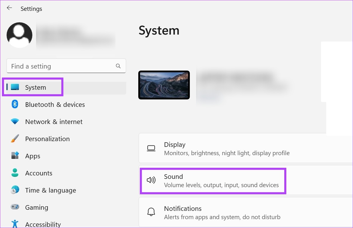 In Systems tab click on Sound
