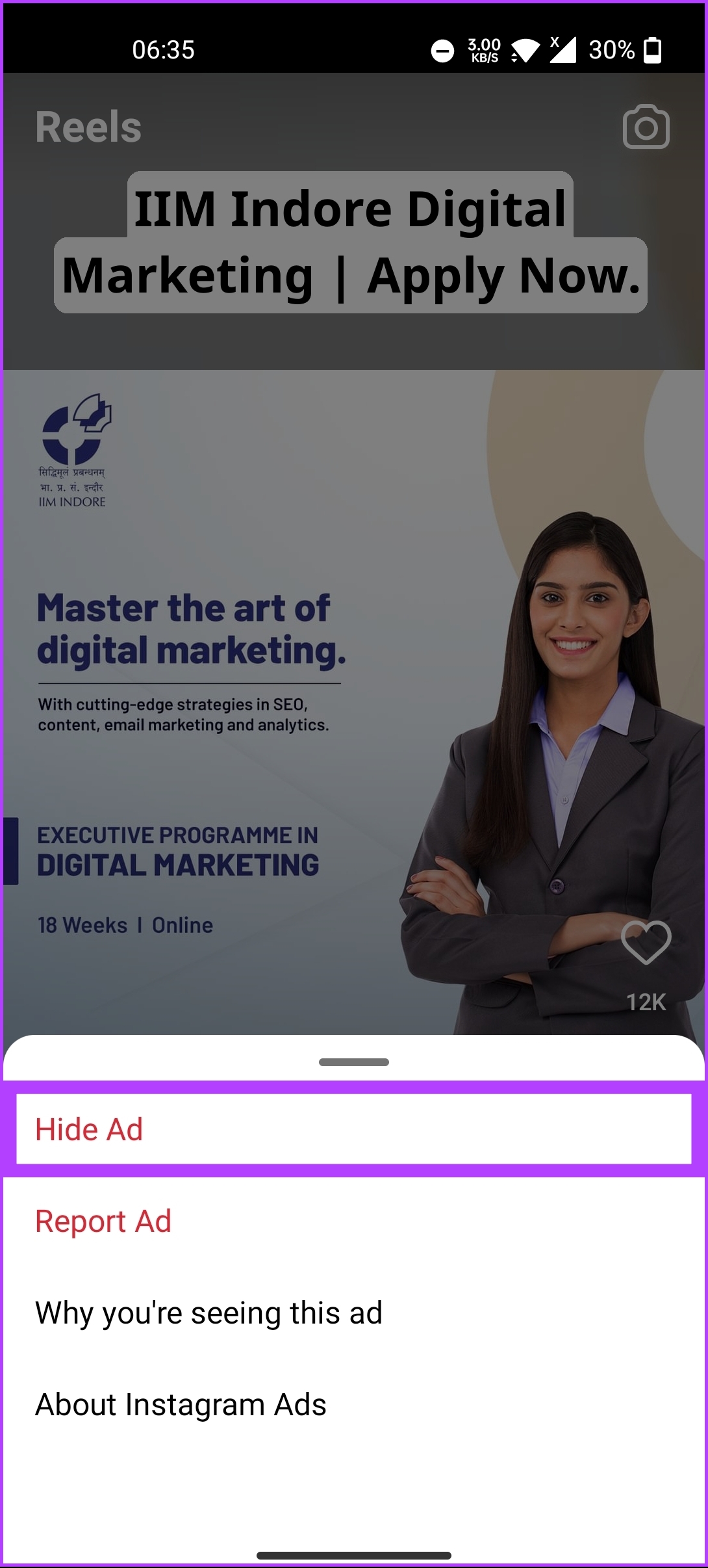 tap on Hide ad