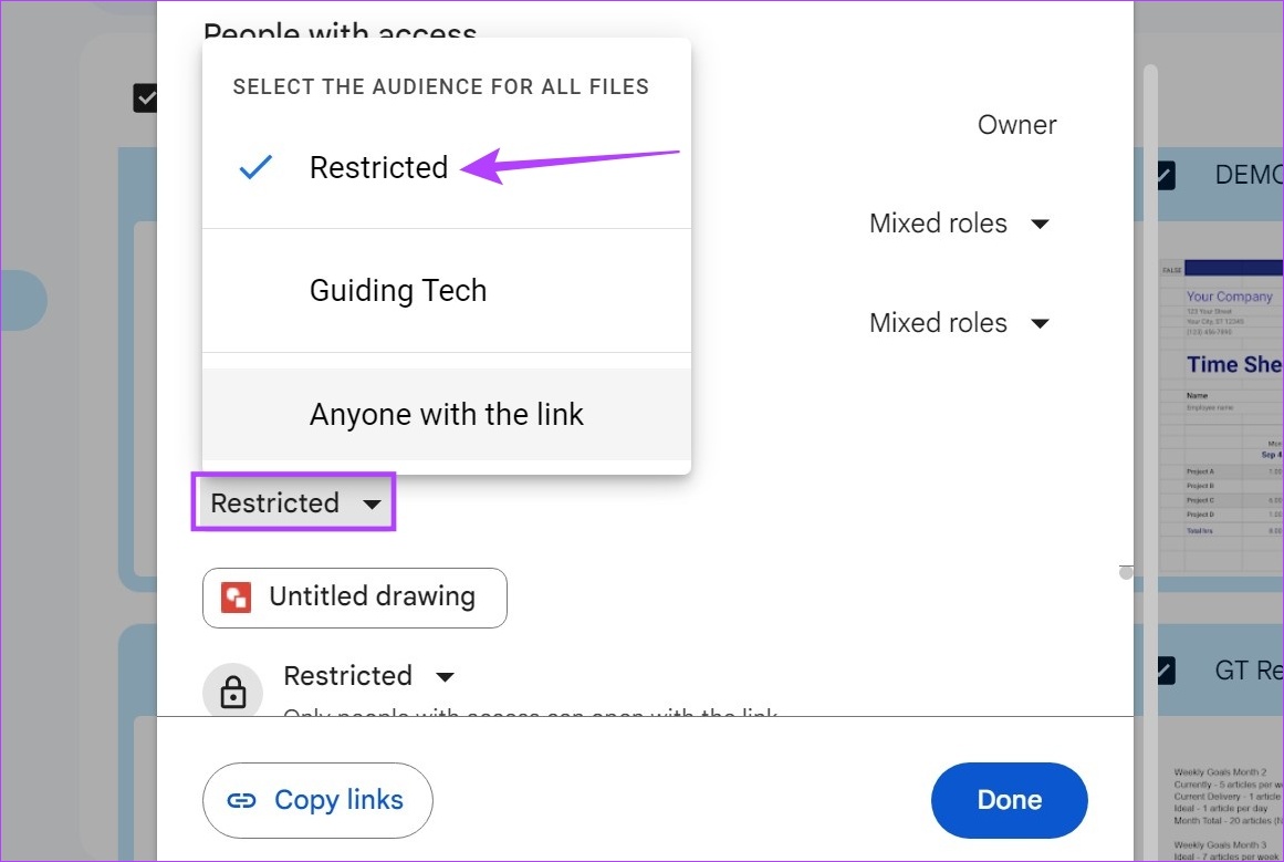 Click on drop-down and change it to Restricted