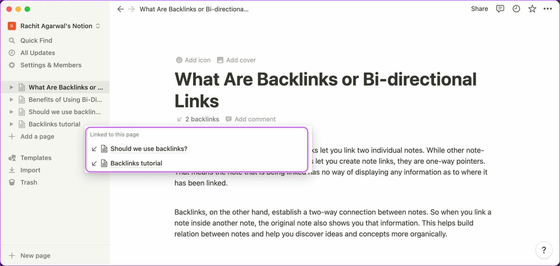 How to Use Backlinks in Notion 3