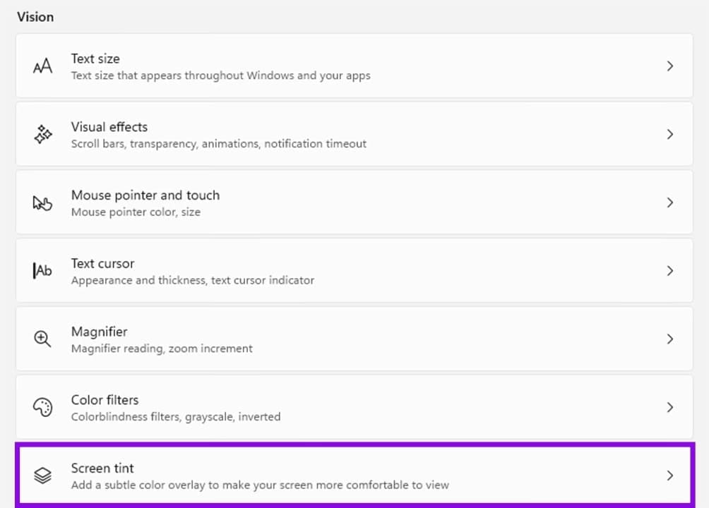 How to Use New Windows 11 Screen Tint Feature 1