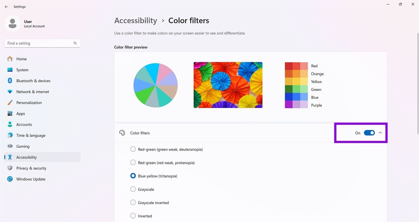 How to Use New Windows 11 Screen Tint Feature 9