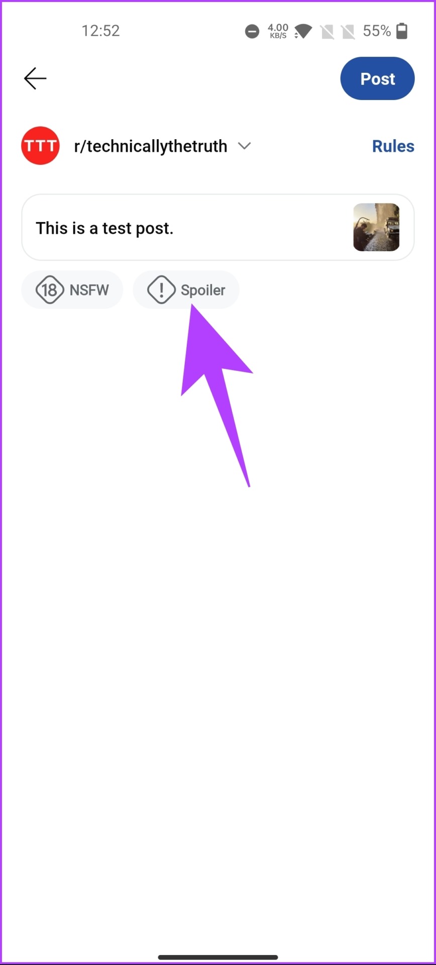 select the spoiler tag