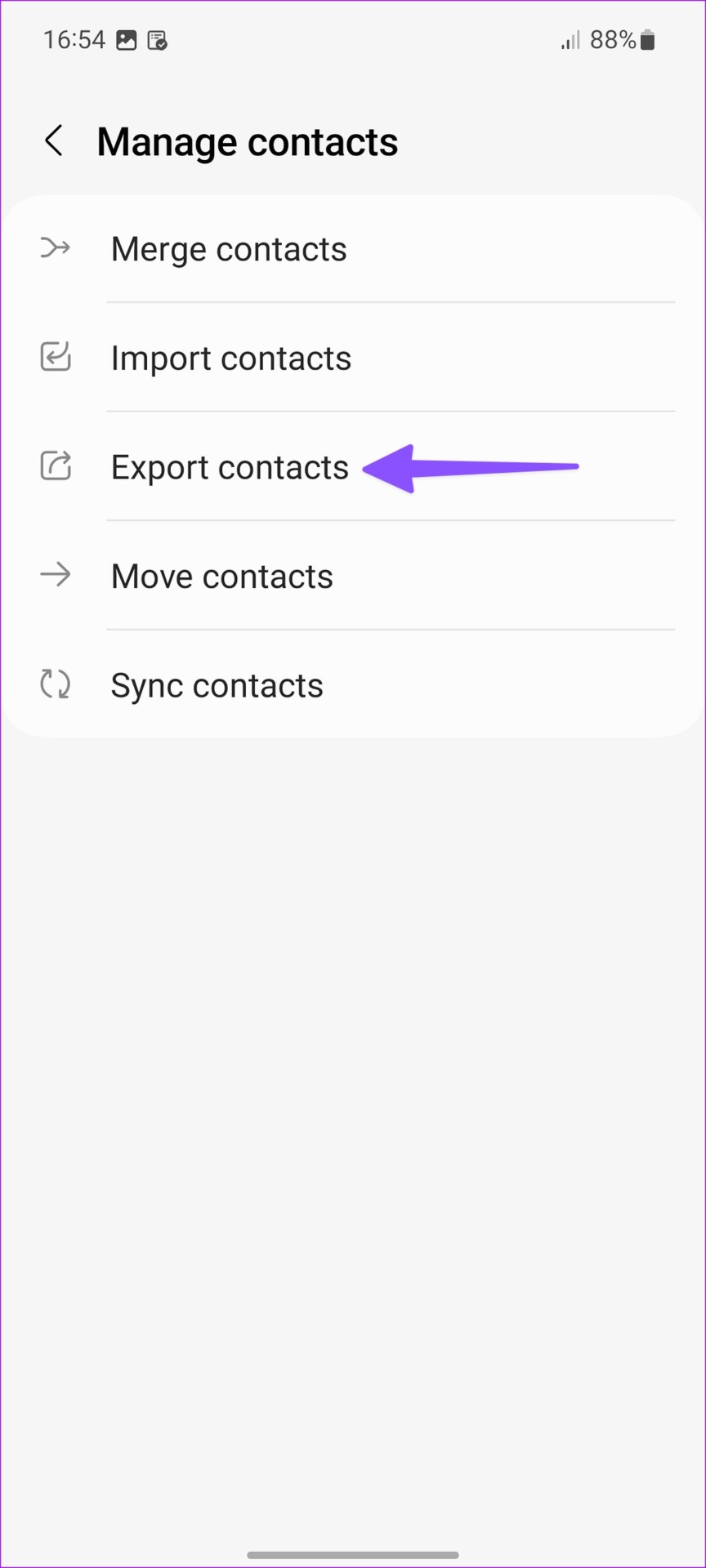 export contacts on android
