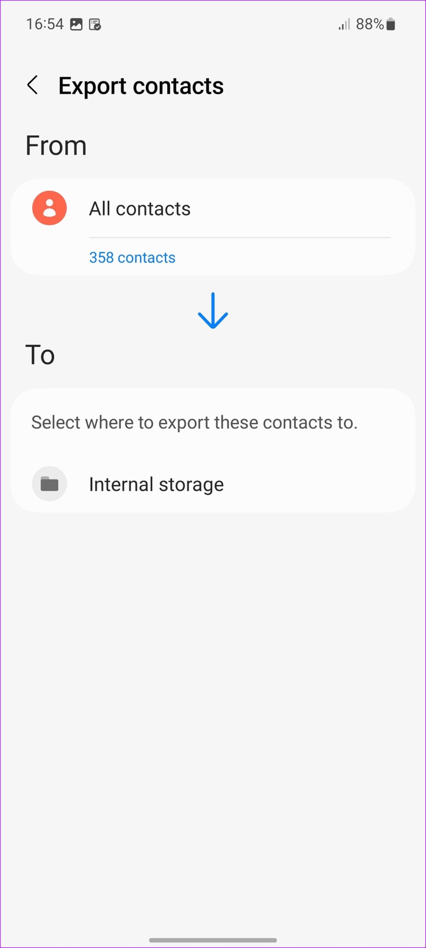 backup contacts to SIM on android