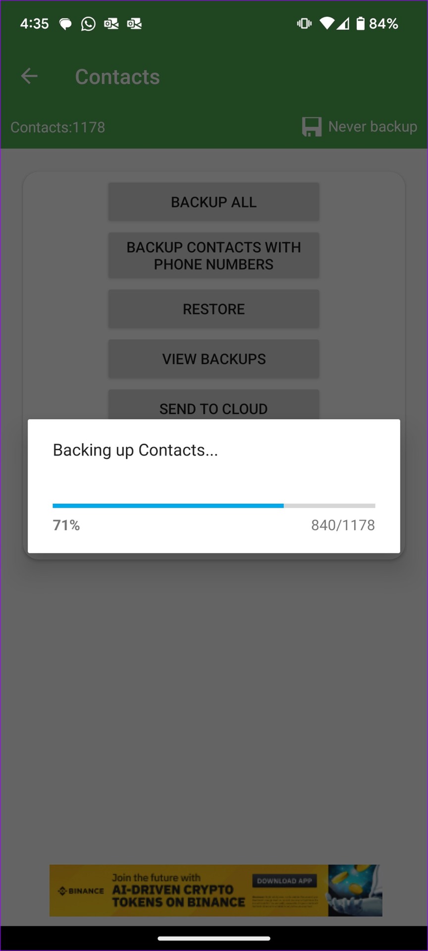 backup contacts on android