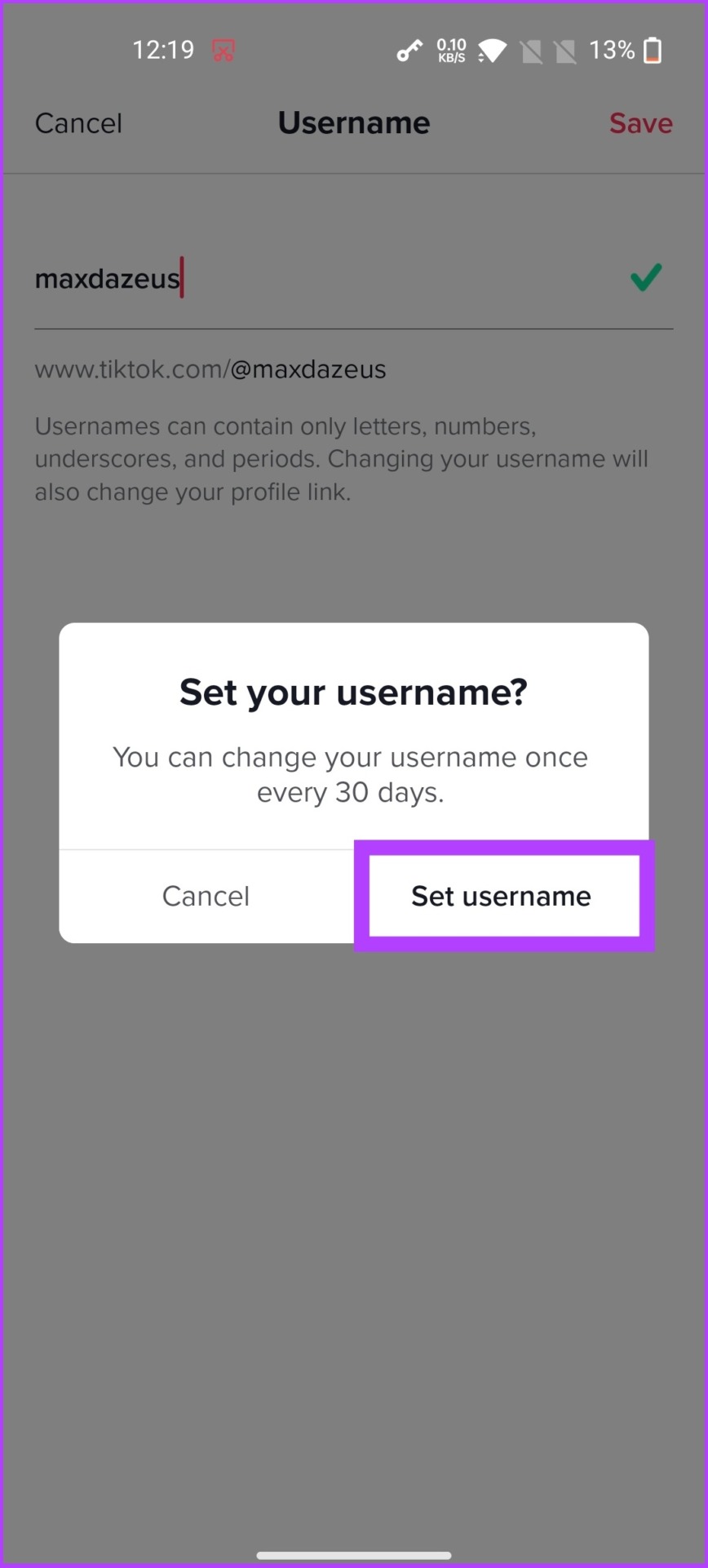 Set Username