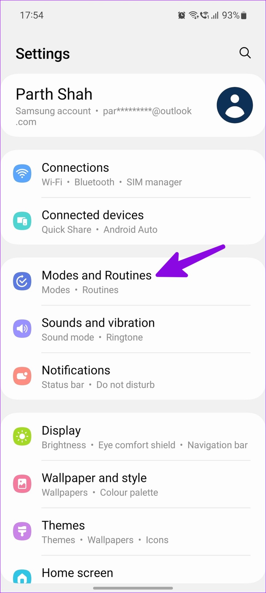 modes and routines on Android