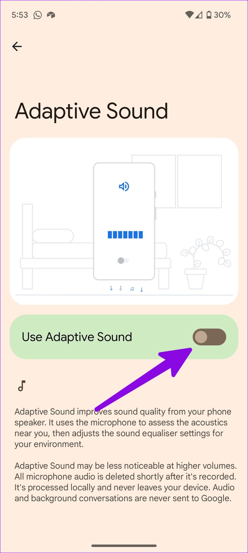 disable adaptive sound on Android