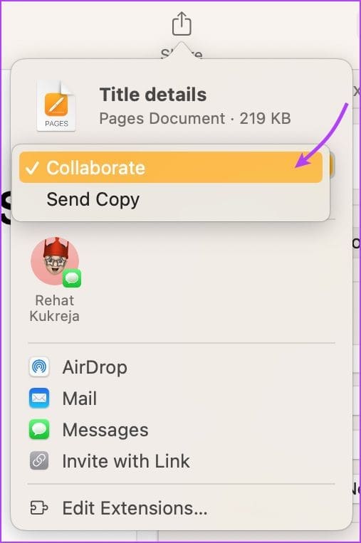 Select Collaboration from the drop down menu