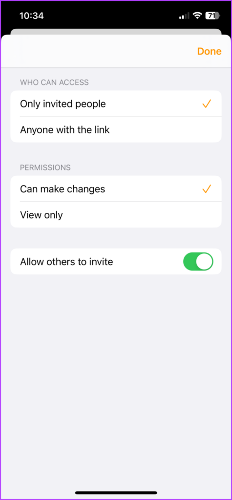 Manage the sharing preferences before sharing