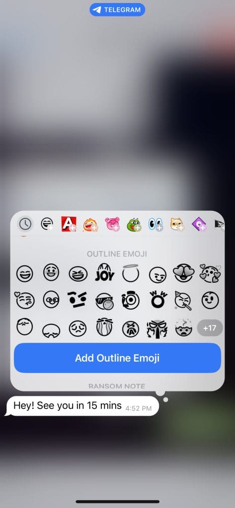 download emojis for message reactions Telegram app 