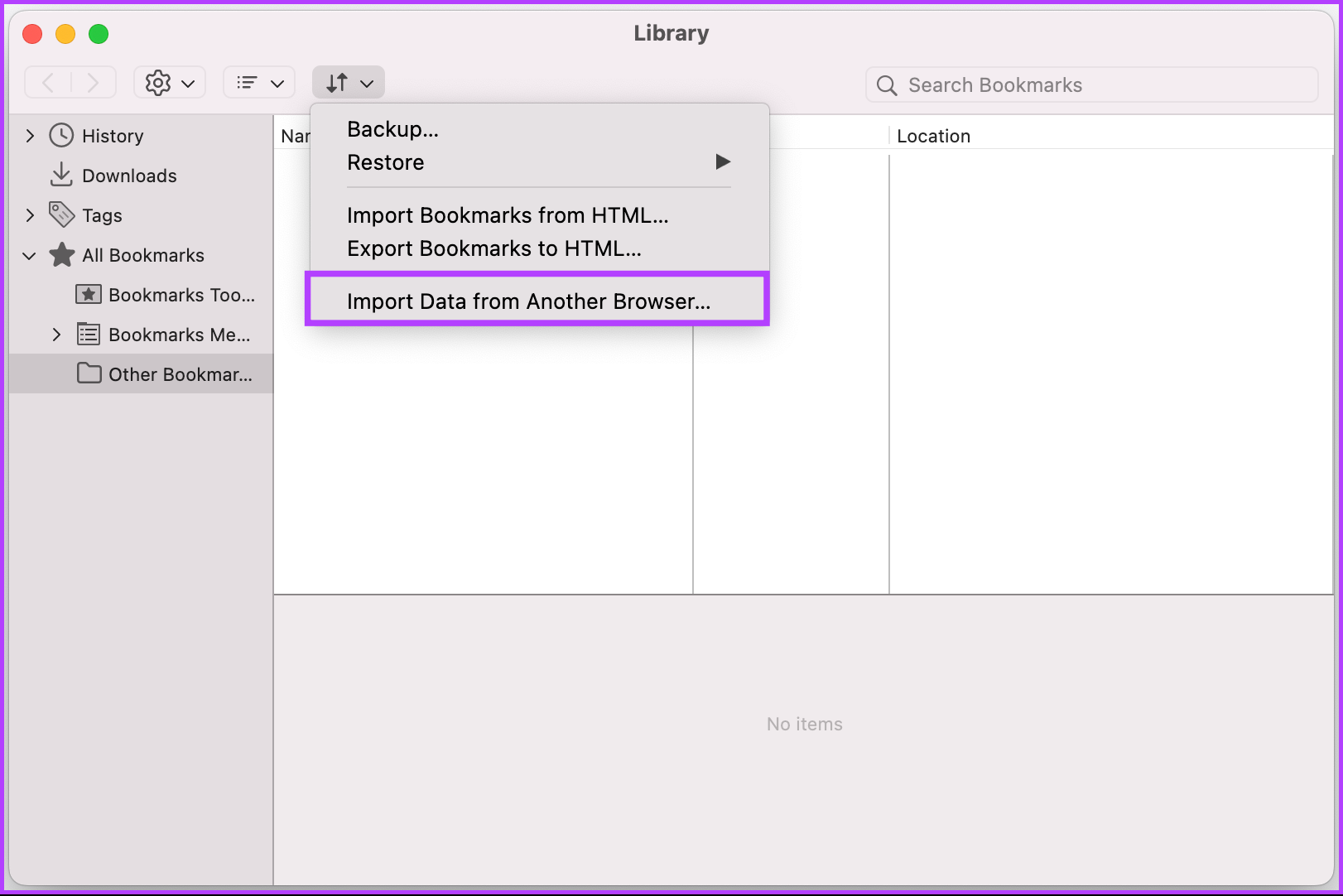 select 'Import Data from Another Browser'
