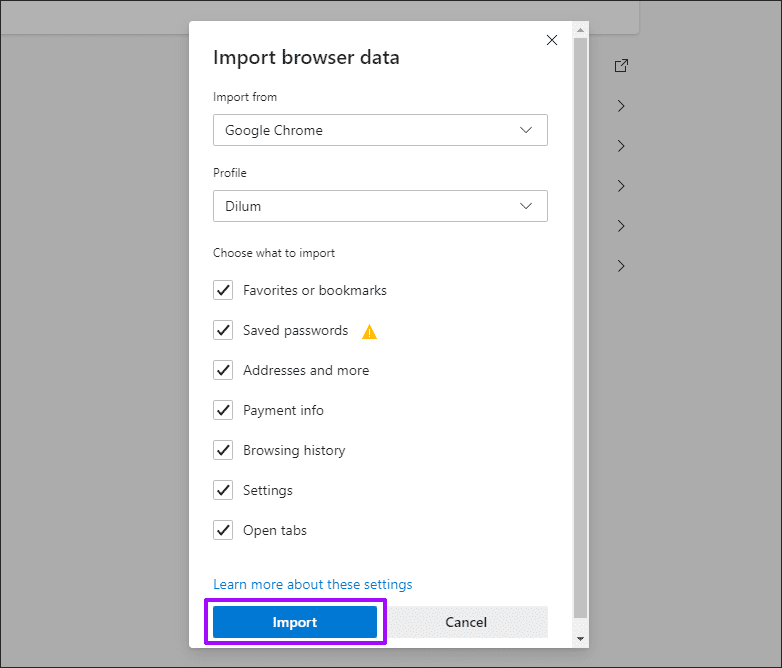 Import Browsing Data Microsoft Edge Chromium 7