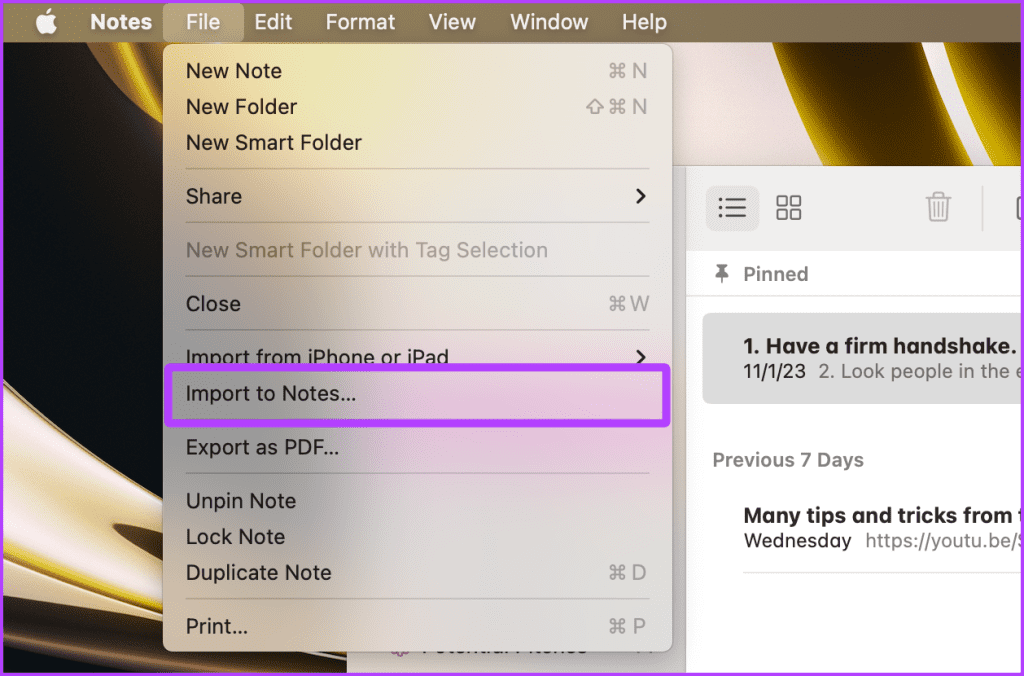 Import Notes on Mac