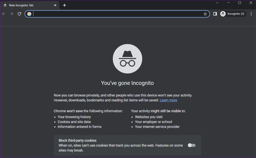 Incognito Browser Window