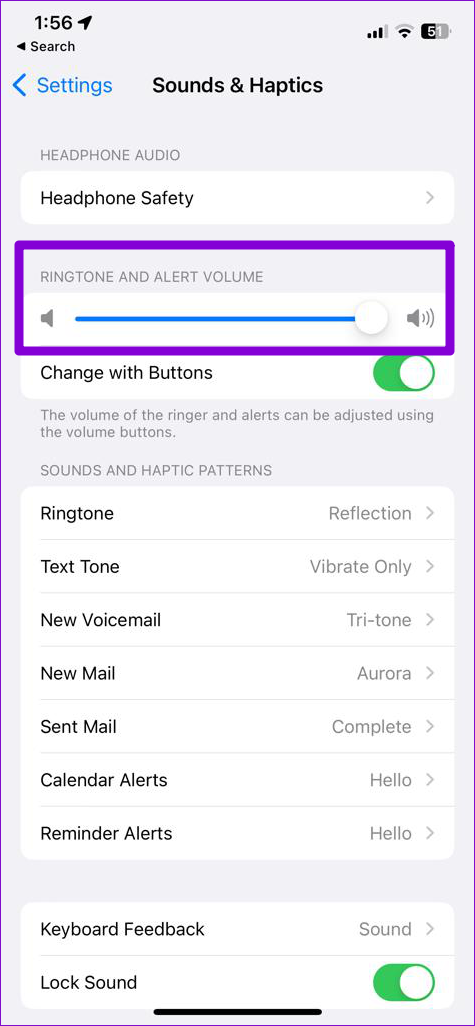 Aumentar el volumen de alerta en iPhone
