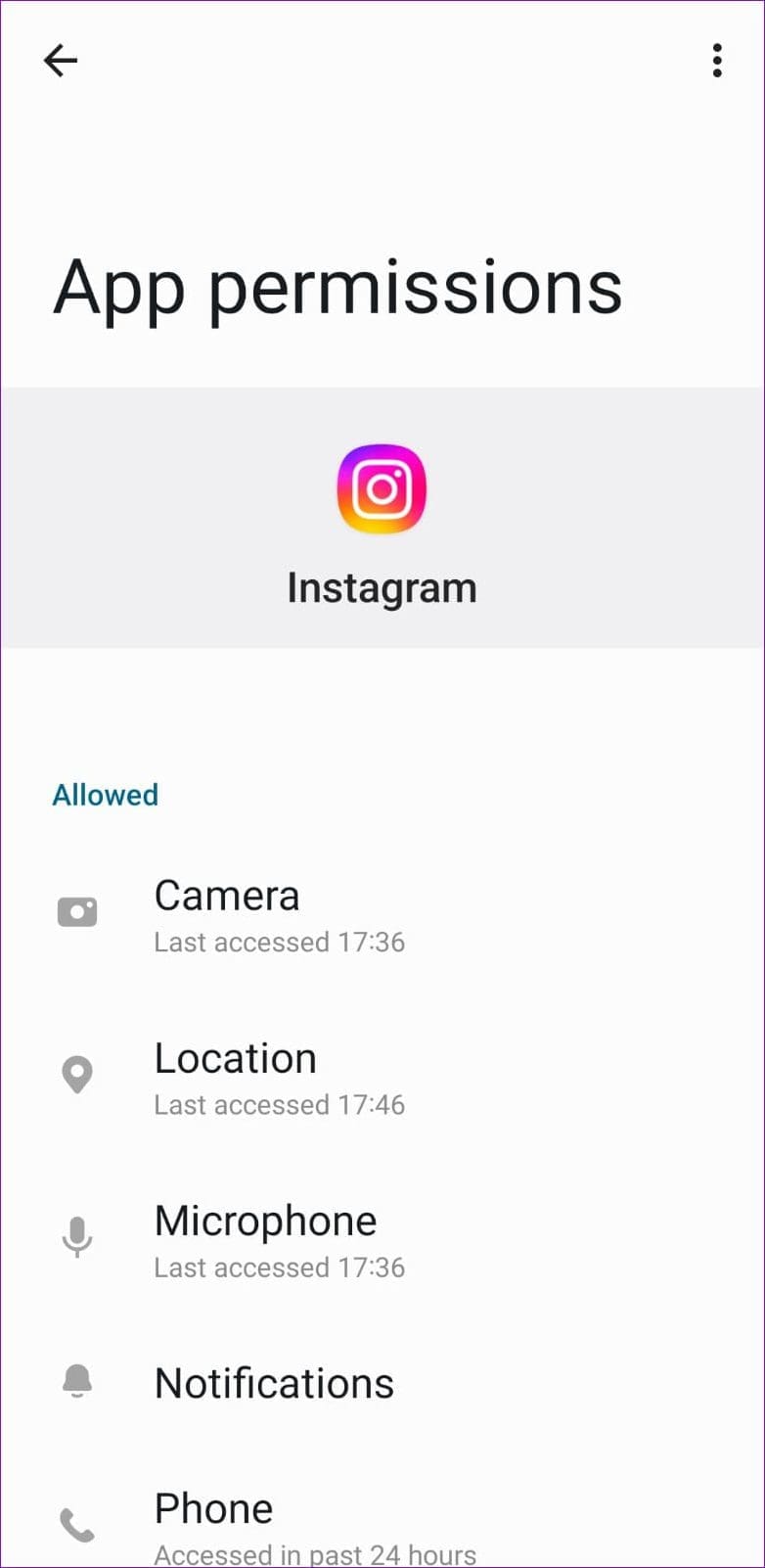 Instagram App Permissions Android