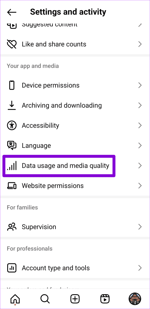Instagram Data Usage