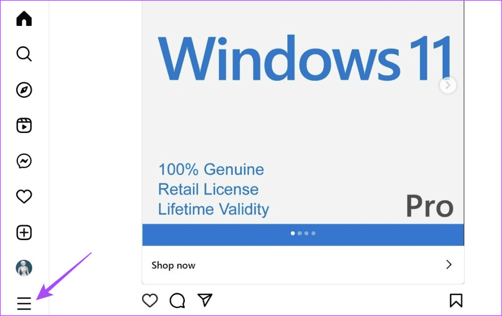 Instagram Home interface on Desktop