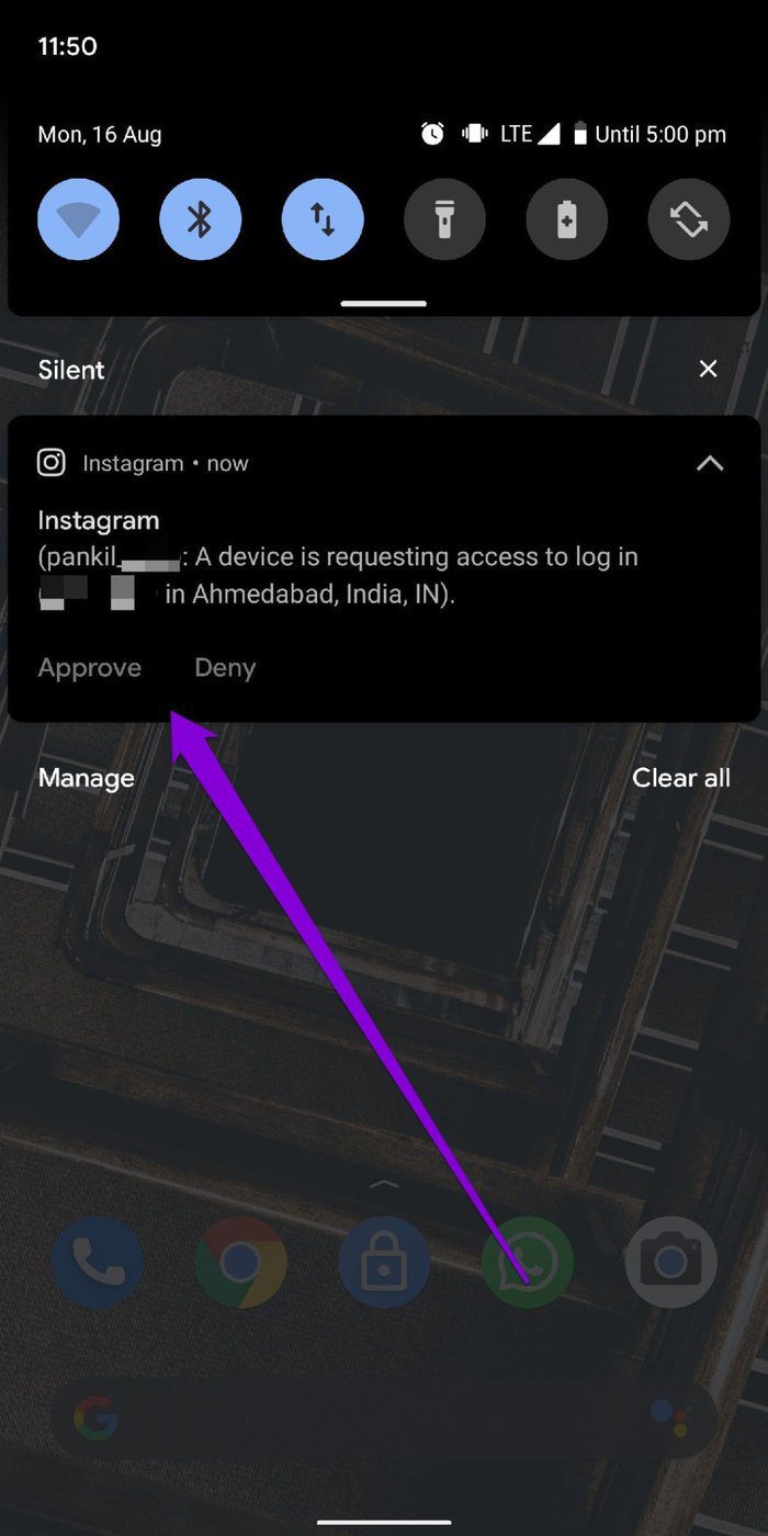 Instagram Login Request Notification