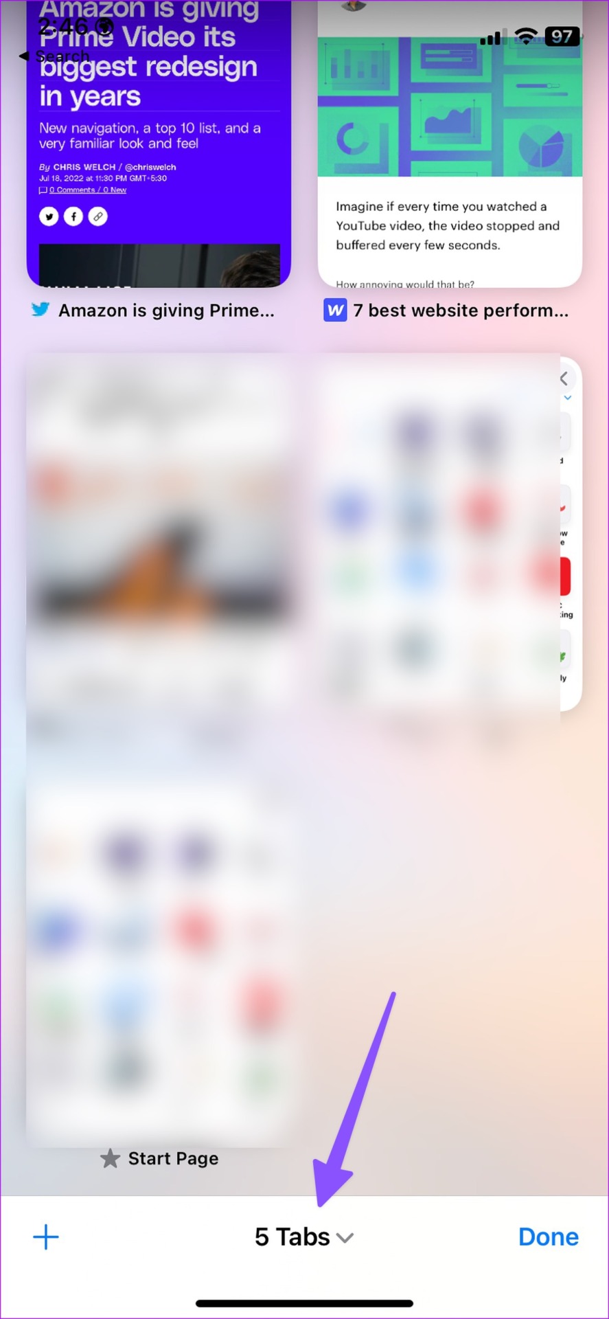select tabs in Safari