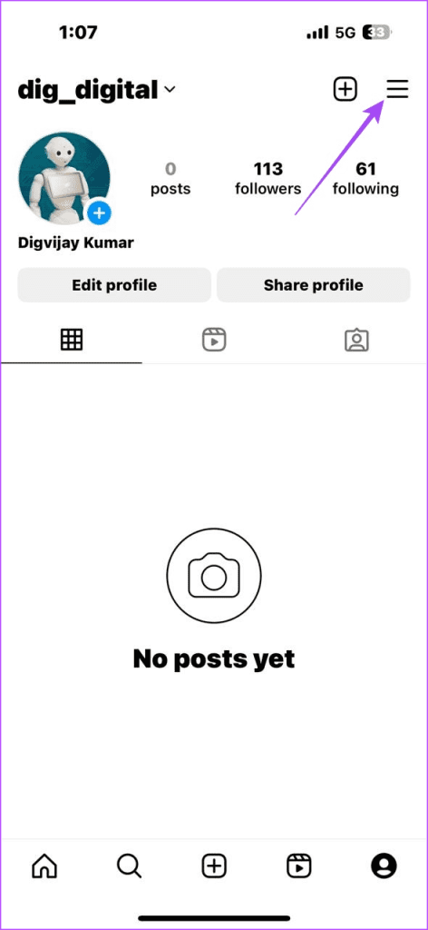 Instagram Profile Page on iPhone
