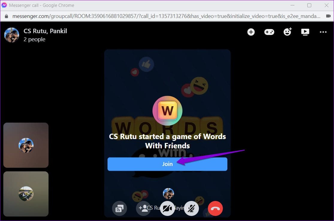Join Game in Messenger Video Call on Web