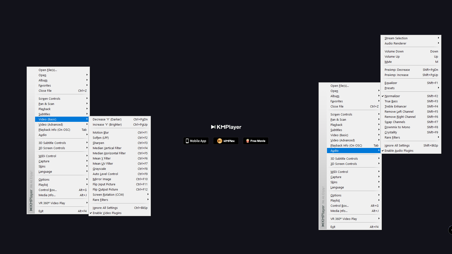 KMplayer Video Audio Settings