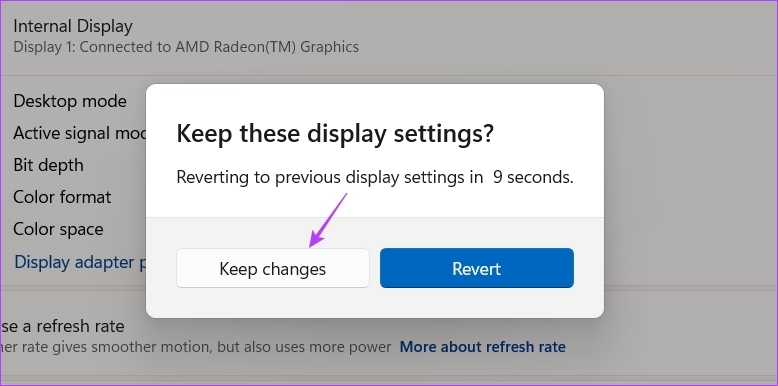 Keep changes option in Settings