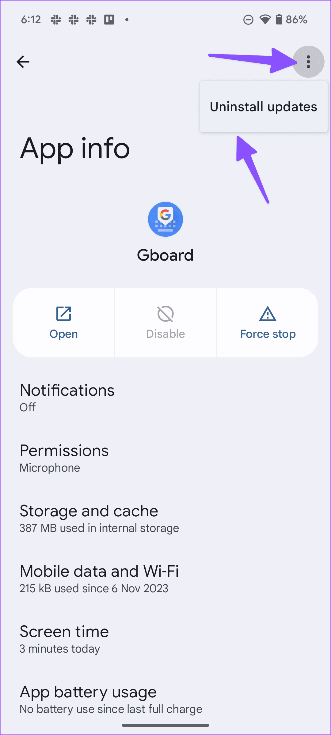 select Uninstall updates