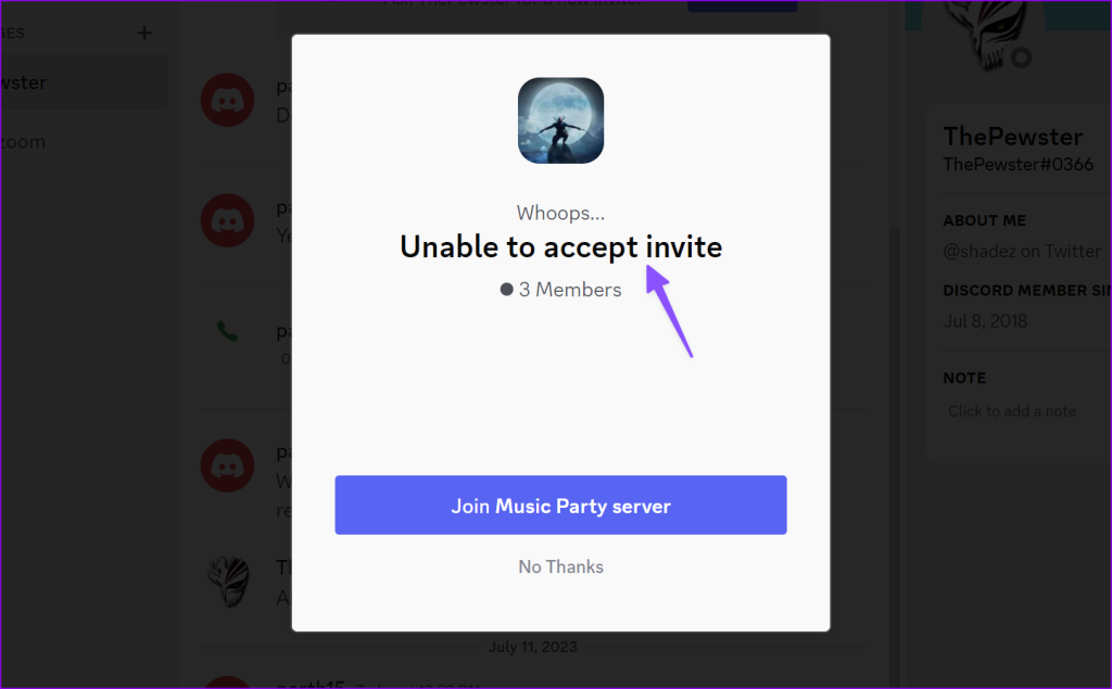 Invite link not working