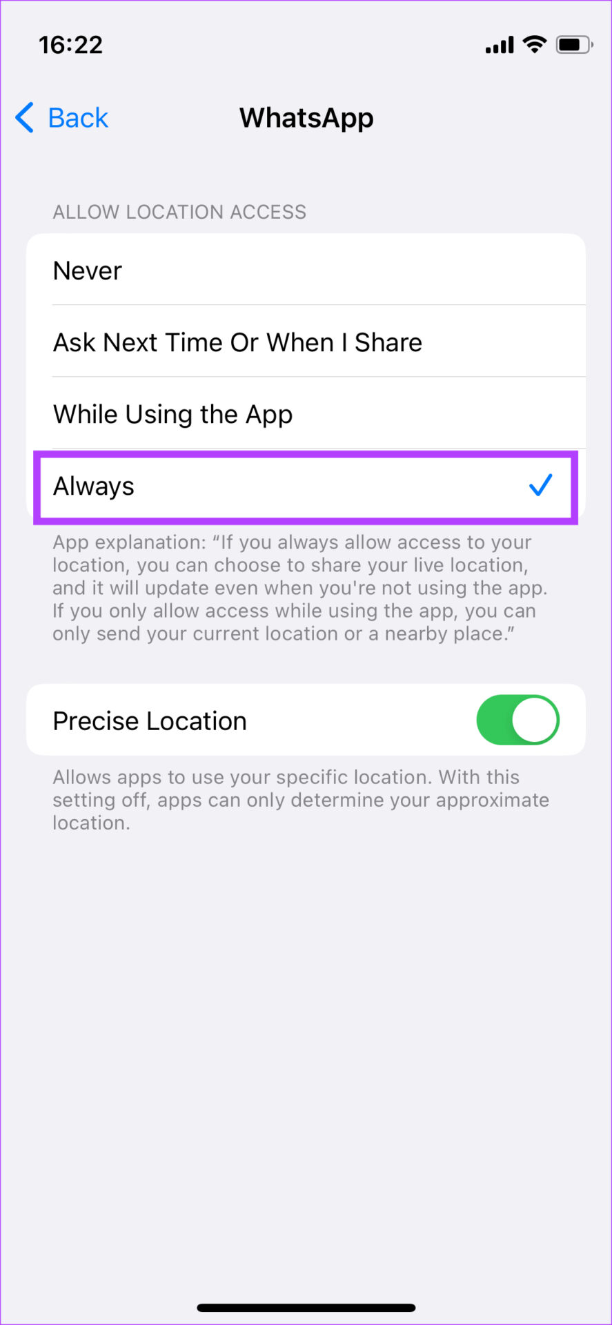 allow location access