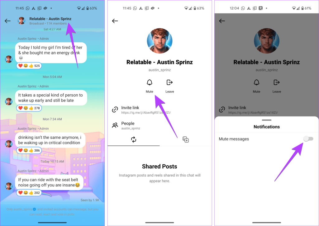 Leave Broadcast Channel Instagram