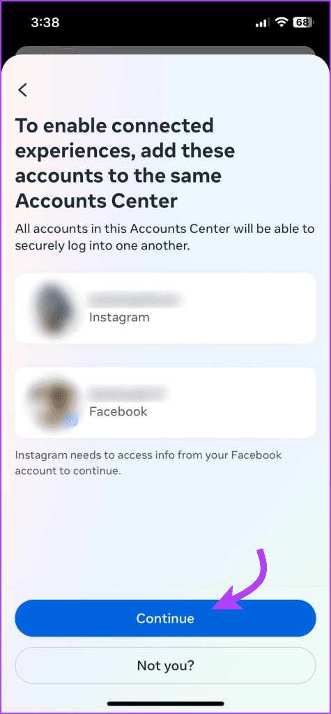 Link your Facebook account with Instagram