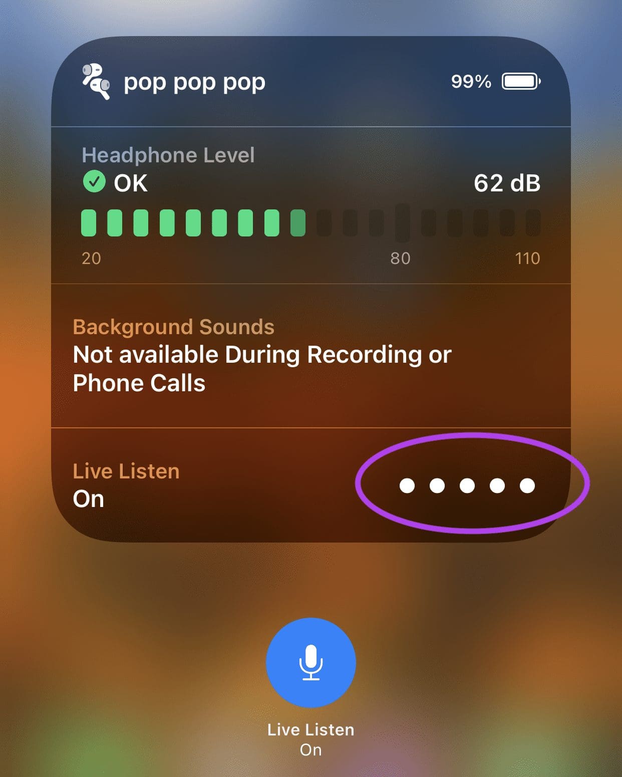Live Listen Features While in Use