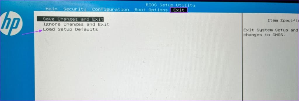 Load Setup Defaults option in the Boot window - 4