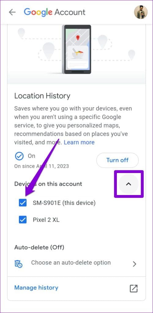 Location History in Google Maps