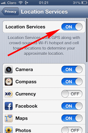 Location Services On