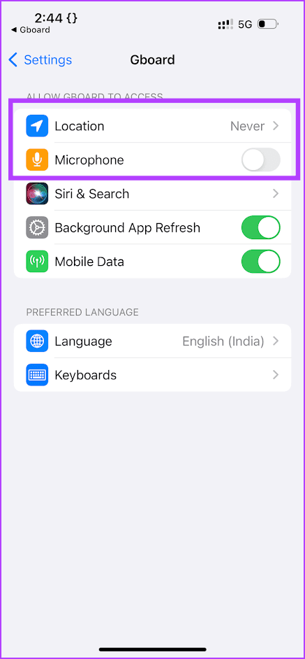 Location and Mic Gboard